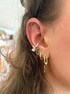 Another ear styling with Monkey Business Hoop Earrings
